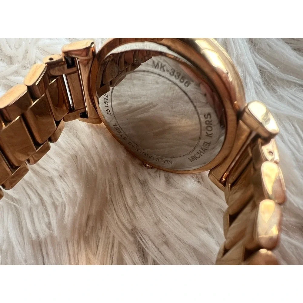 Michael Kors Watch Rose Gold  Black Sparkle Dial Crystal‎ Bezel Needs Battery